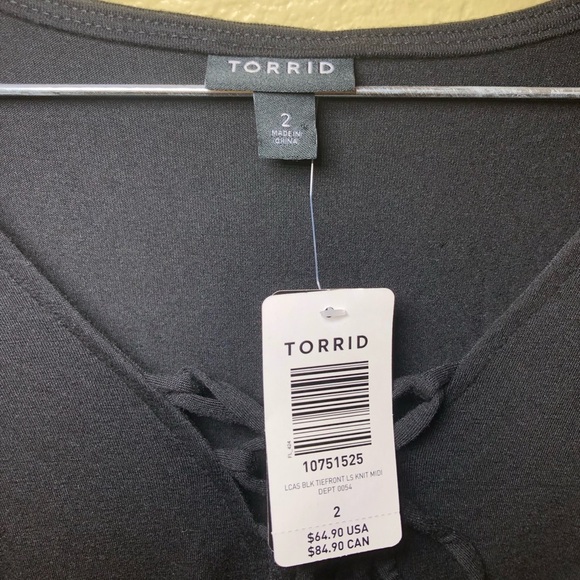 Torrid Midi Jersey Tie-Front Dress Size 2 - Picture 6 of 6
